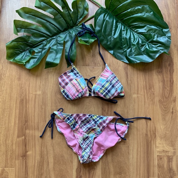 Xhilaration Other - 💙Pink & Blue Plaid String Bikini Size Large